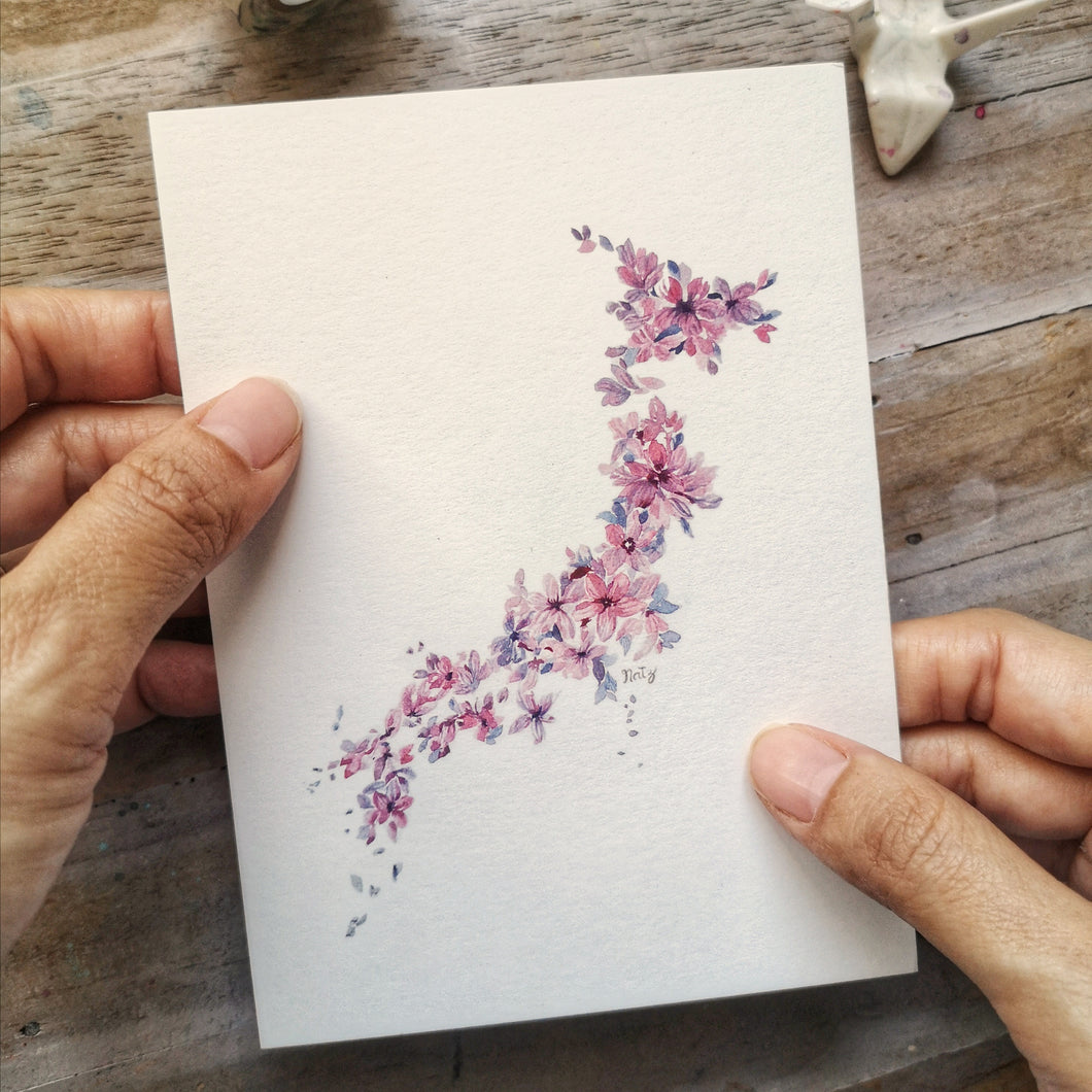 Sakura Map of Japan Postcard