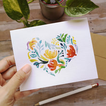 Load image into Gallery viewer, Hearts in Bloom- tropical 4.25x5.5&quot; Folded Notecard
